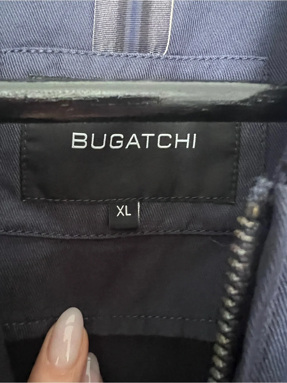 Bugatchi Navy Zip Front Linen Blend Men’s Bomber Jacket